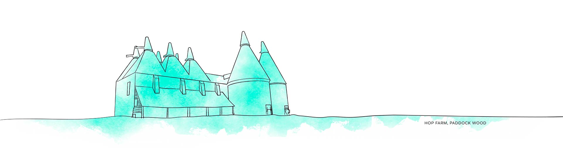 West-Kent-Mind-Locations—Oast-Houses-Green-RGB Illustration of the Hop Farm, Paddock Wood