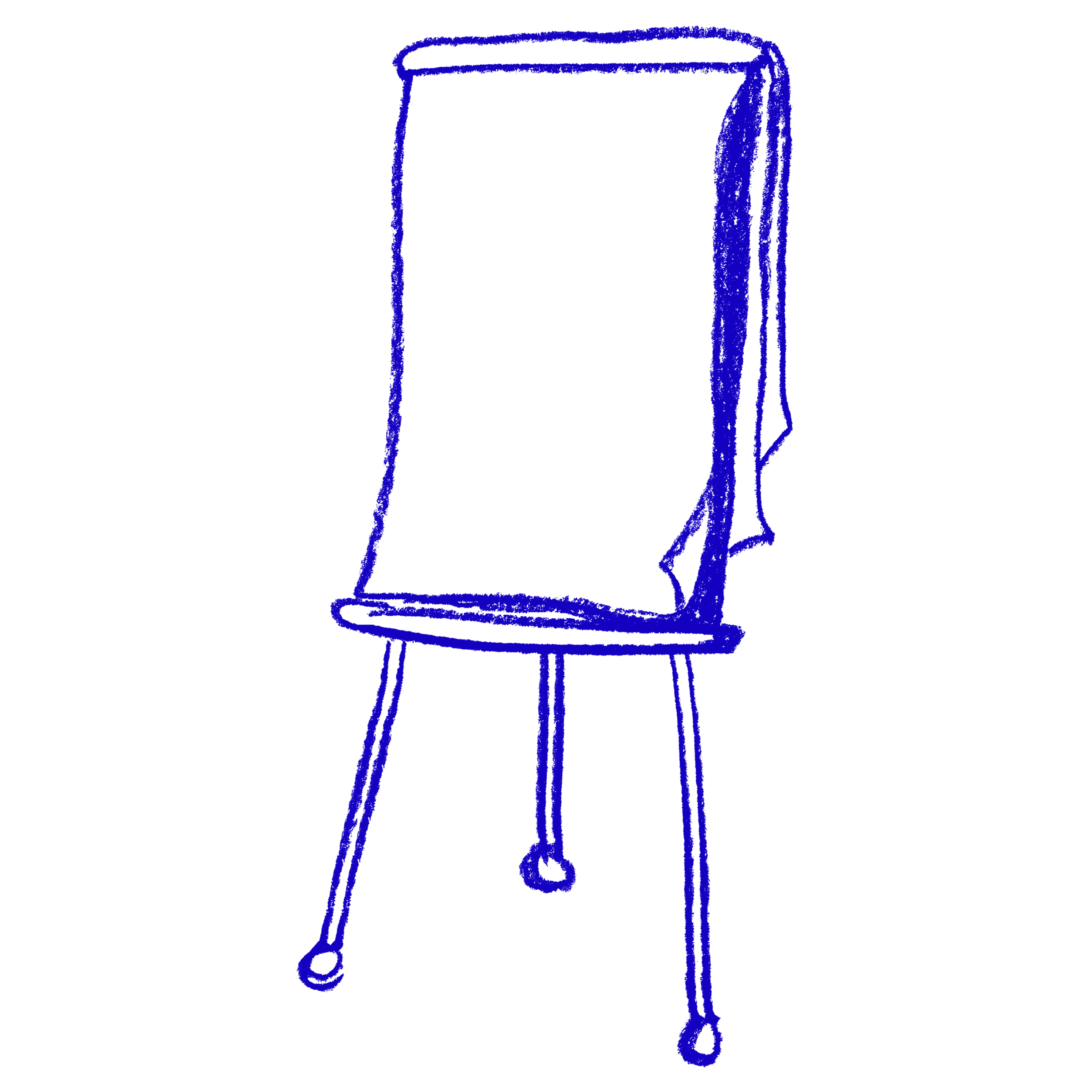 Flipchart RGB A blue sketch of a paper board which are used in meetings